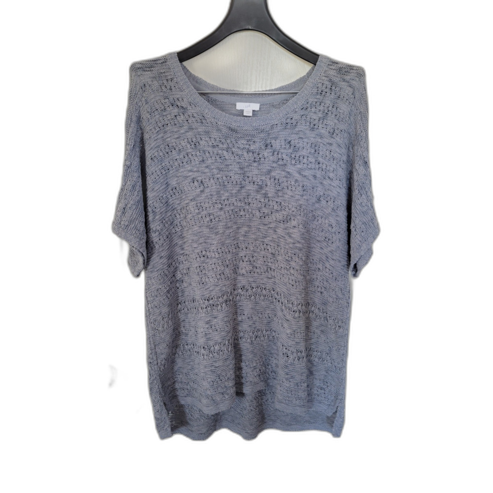 J. Jill Open Knit Short Sleeve High Low Sweater